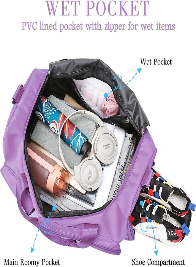 Xpandio Nylon 44 cms Imported Travel Duffle Bag Sports Gym Shoulder Bag for Women with Wet Pocket & Shoe Compartment Weekender Overnight Travel Luggage Bag (Purple, 44 x 18 x 29 cm) - Image 5